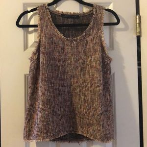 Zara Tweed Fringe-edged Tank Top